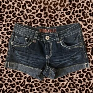 Low waist Super Cute dark wash low rise y2k grunge Hydraulics denim short shorts